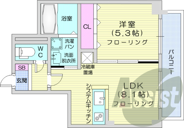 1LDK、エアコン、都市ガス、ネット無料