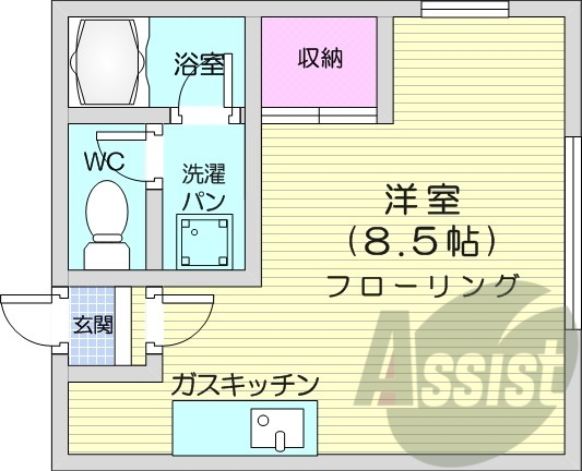 1R、バストイレ別、収納、灯油暖房、ネット無料