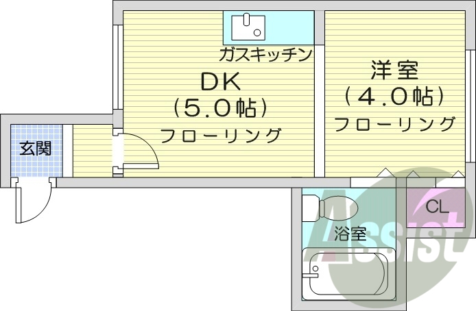 1DK、灯油暖房、光ファイバー、高齢者入居可能
