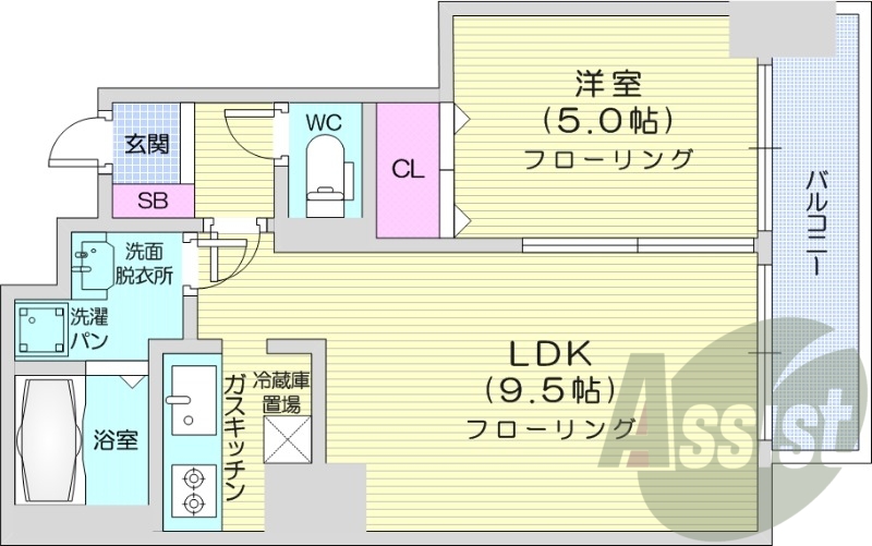 1LDK、オートロック、TVモニターホン、ネット無料