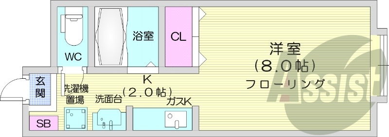 1K、暖房設備、収納、洗濯機置場、オートロック