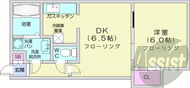 1DK、オートロック、バストイレ別、独立洗面台