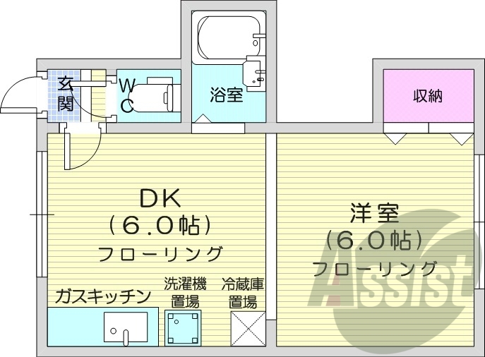 1DK、押入、和室、バストイレ別、ガスキッチン