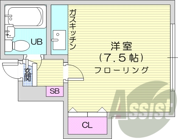 1R、灯油暖房、インターホン、収納、シューズボックス