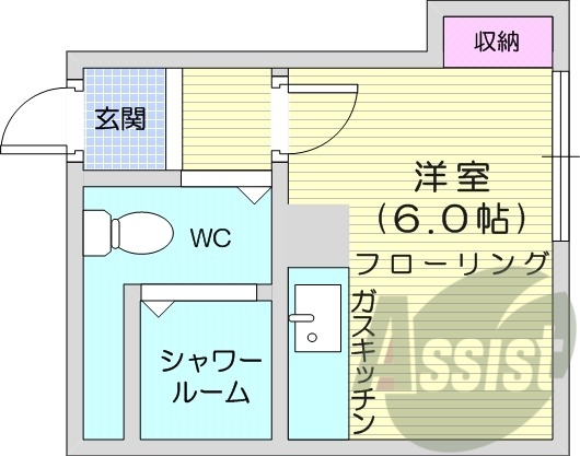 1R、最上階、シャワールーム、灯油FF暖房