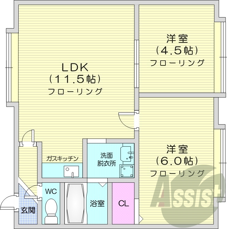 2LDK、最上階、TVモニターホン、シャンプードレッサー