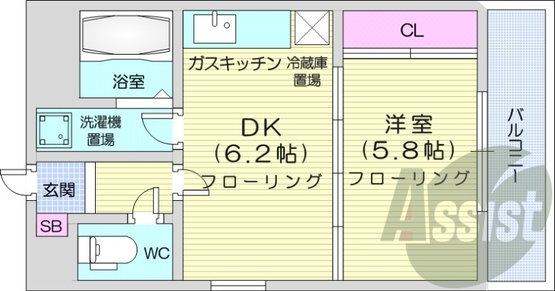 1DK、オートロック、角部屋、バストイレ別