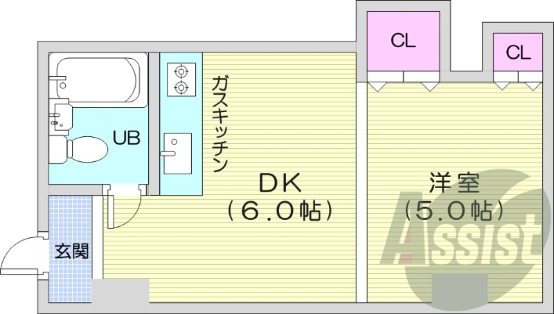1DK、家具・家電付き、オートロック、分譲マンション
