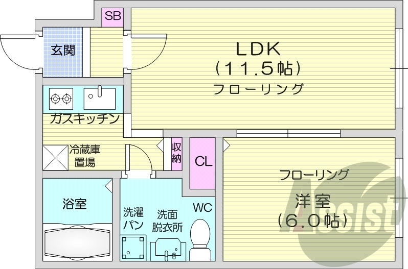 1LDK、システムキッチン、ネット無料、ペット可