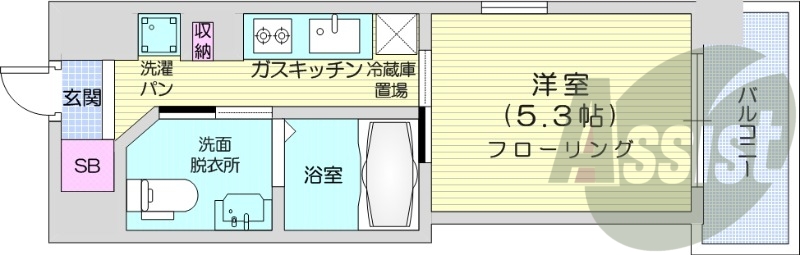 1K、追い炊き機能、宅配BOX、システムキッチン