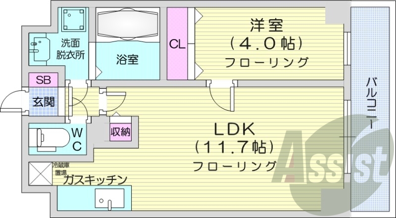 1LDK、オートロック、灯油暖房、シャンプードレッサー