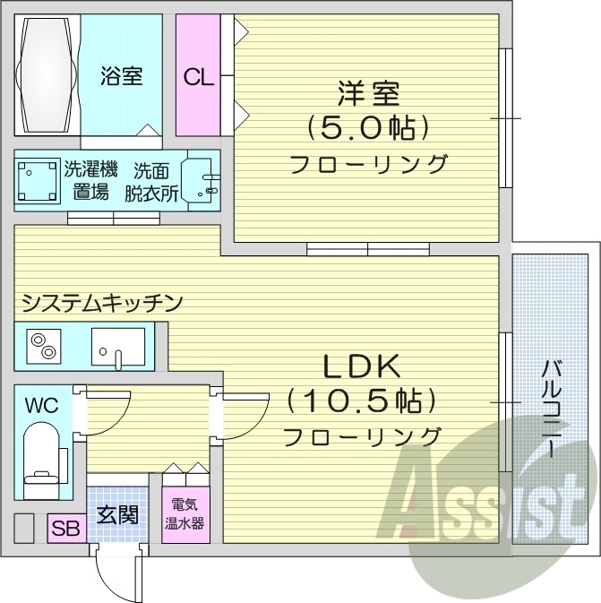 1LDK、オートロック、オール電化、モニターホン