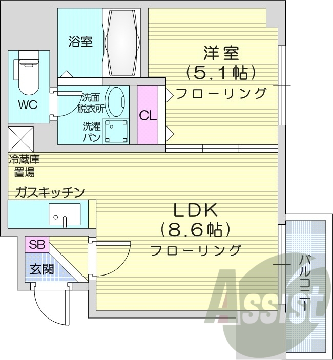 1LDK、宅配ボックス、TVインターホン