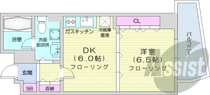 1DK、都市ガス、ガスFF暖房、宅配ボックス、