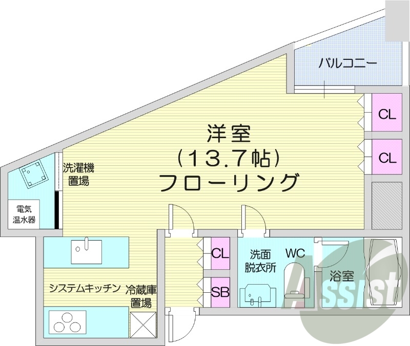 １R、オール電化、オートロック、宅配ボックス