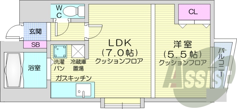 1DK、灯油FF暖房、オートロック、光ファイバー