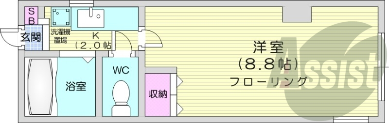 1K、収納スペース、洗濯機置場、ガスキッチン、下駄箱