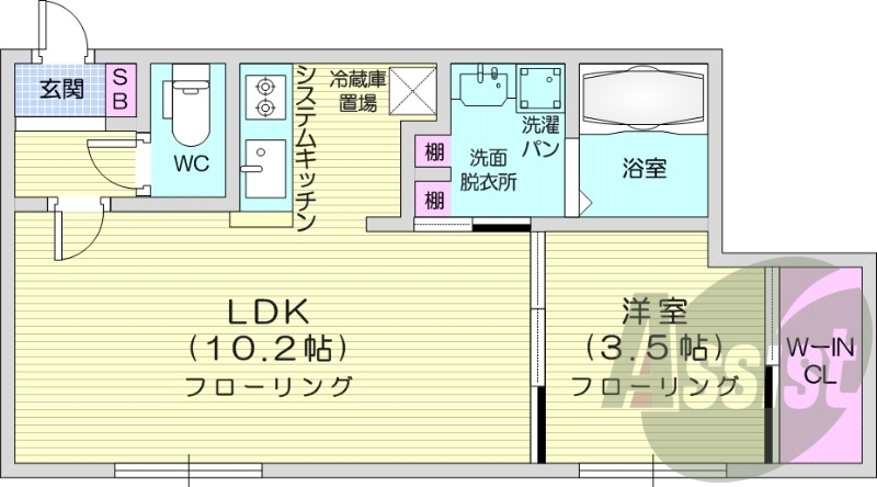 1LDK、エアコン、浴室乾燥、ネット無料