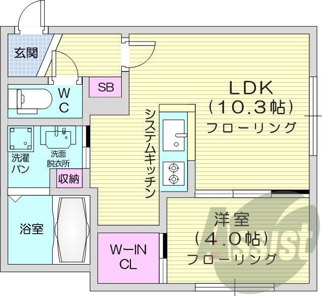 1LDK、エアコン、浴室乾燥、ネット無料