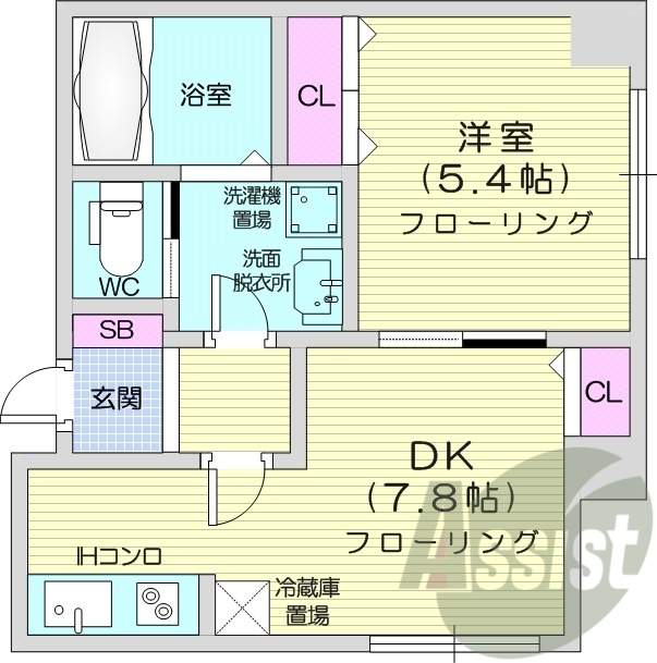 1DK、オール電化、床暖房、シャンプードレッサー