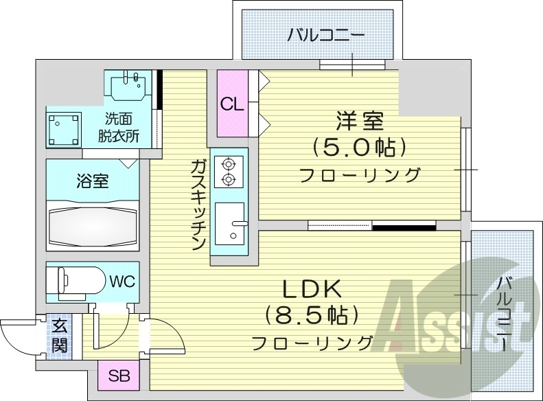 1LDK、収納、ネット無料、宅配BOX、灯油暖房