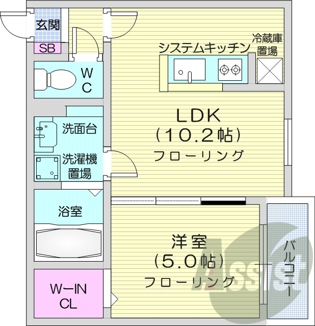 1LDK、オートロック、ペット可、システムK、ネット無料