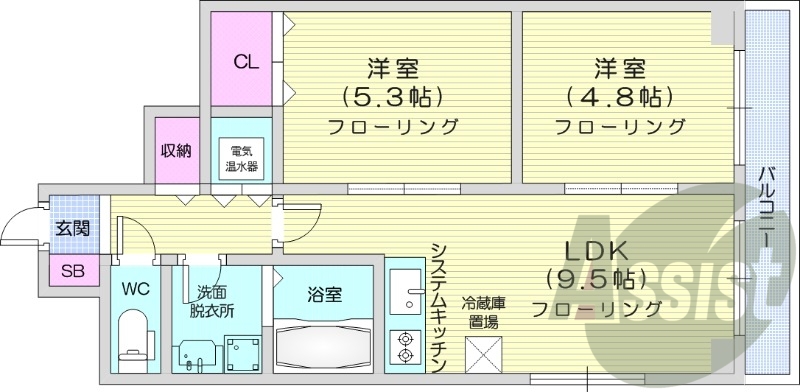 2LDK、ネット無料、ペット可、
