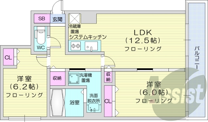 2LDK、エアコン、ネット無料、追い炊き、収納