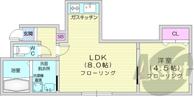 1LDK、TV付きインターホン、クローゼット、灯油暖房