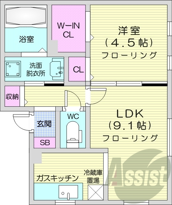 1LDK、エアコン、ウォークインクローゼット、宅配BOX