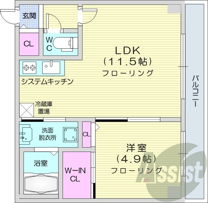 1LDK、都市ガス、エアコン、ネット無料