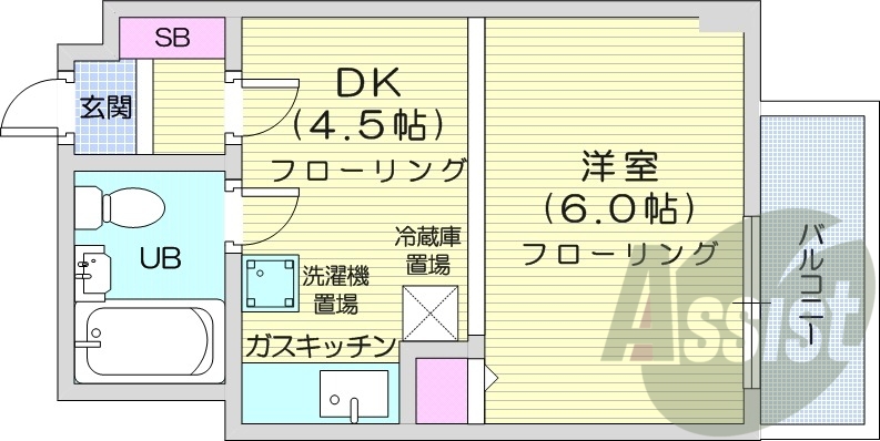 1DK、都市ガス、インターネット無料、ペット可