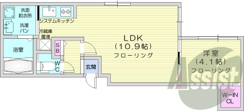 1LDK、オートロック、光ファイバー、エアコン