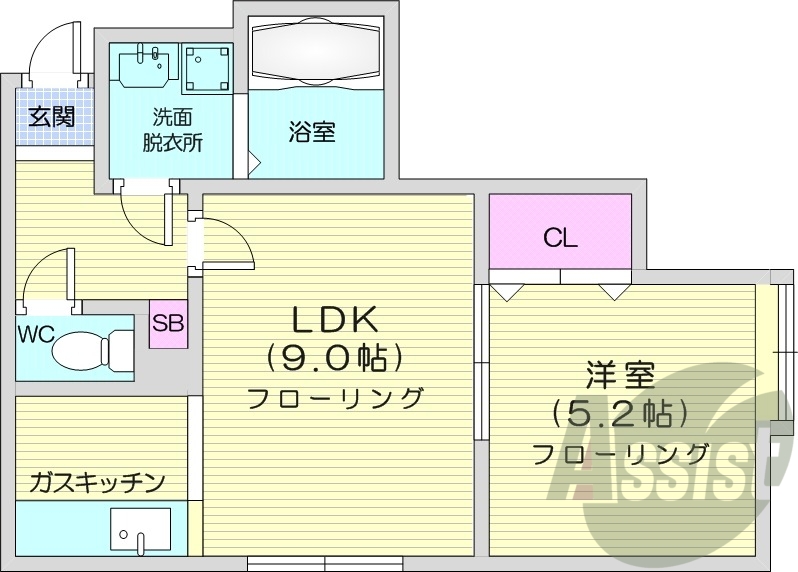 1LDK、エアコン、バス・トイレ別、独立洗面台