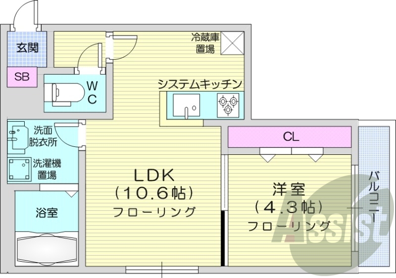1LDK、都市ガス、ネット無料、エアコン、追い焚き。