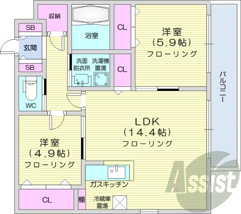 2LDK、ペット飼育可、角部屋、ネット無料、エアコン