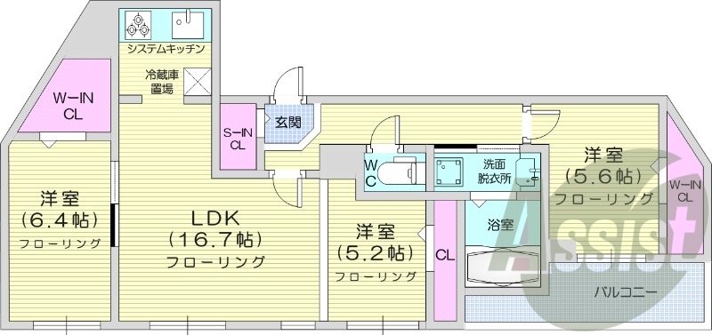 3LDK、都市ガス、システムキッチン、エアコン、ペット可