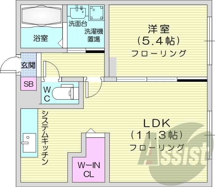 1LDK、ペット可、エアコン、浴室乾燥機