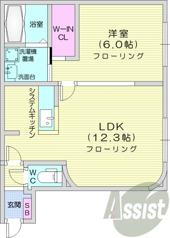 1LDK、ペット可、エアコン、浴室乾燥機