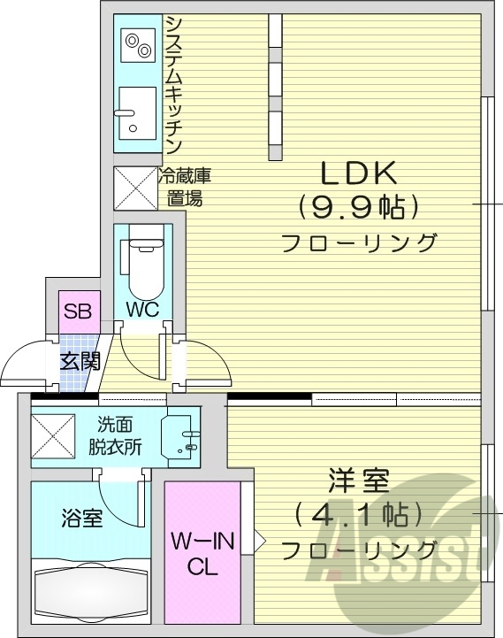 1LDK、都市ガス、オートロック、エアコン