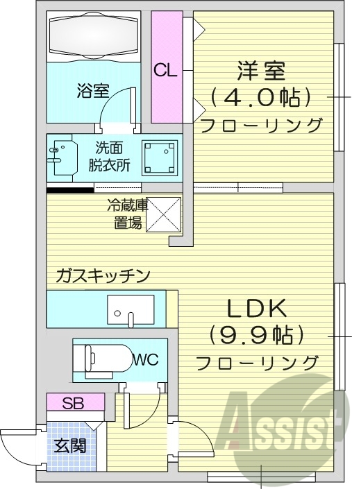 1LDK、エアコン、浴室乾燥、ネット無料、シャンドレ