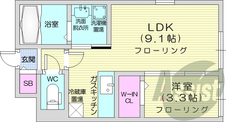 1LDK、エアコン、デザイナーズ、ネット無料
