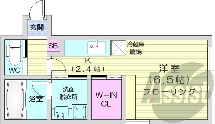 1K、エアコン、ネット無料、角部屋、独立洗面台