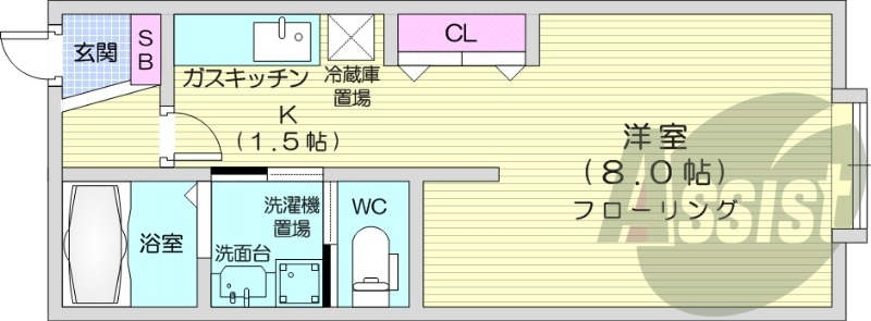 1K、角部屋、デザイナーズ、エアコン、ネット無料