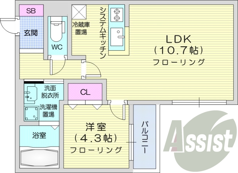 1LDK、ネット無料、エアコン、一坪バス、浴室乾燥機