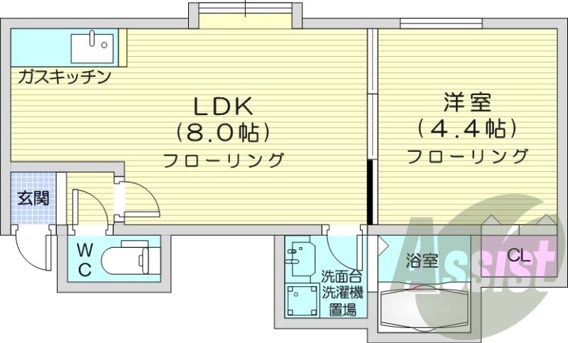 1LDK、灯油暖房、オートロック、ネット無料