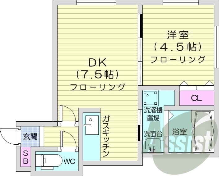 1DK、エアコン、シャワートイレ、灯油暖房