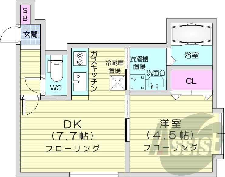 1DK、温水洗浄便座、灯油暖房、ネット使用料不要