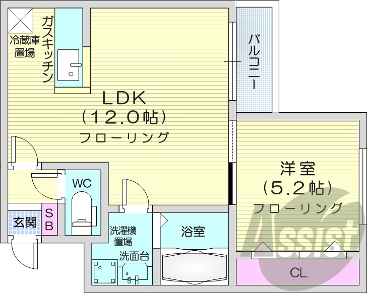 1LDK、シャンプードレッサー、シャワートイレ