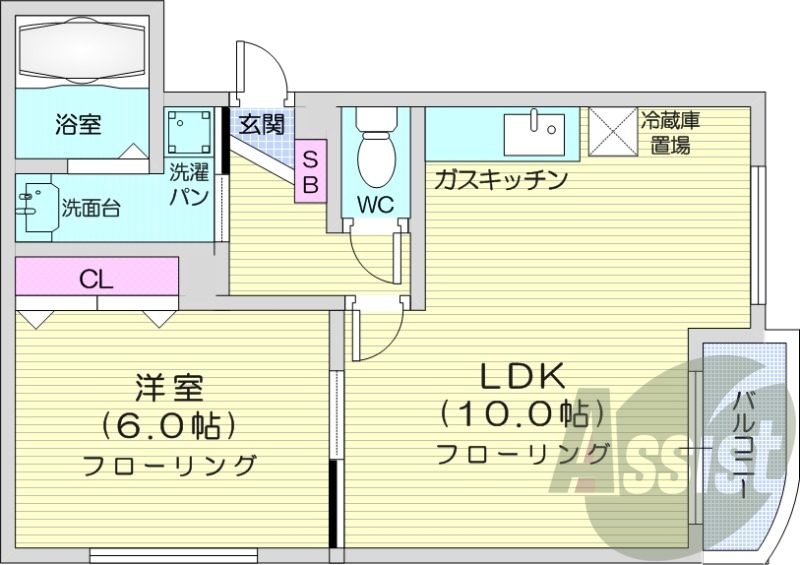 1LDK、浴室乾燥機、バルコニー、オートロック